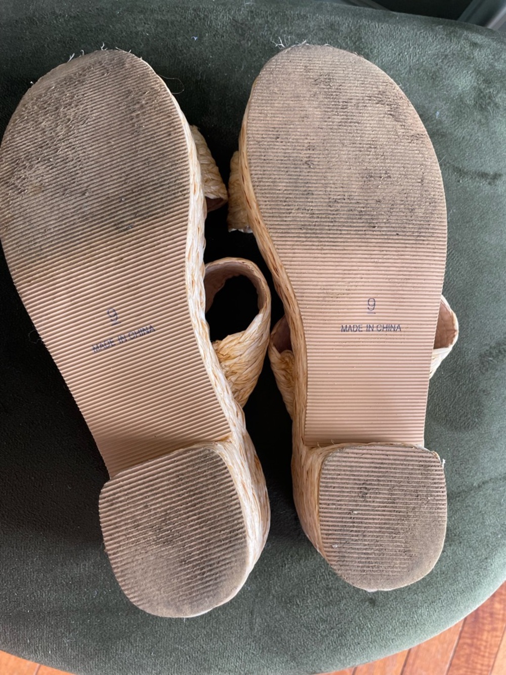 Woven Platform Sandals Women’s 9 Resort Neutral Slides Euro Summer Straw Details - Picture 4 of 6